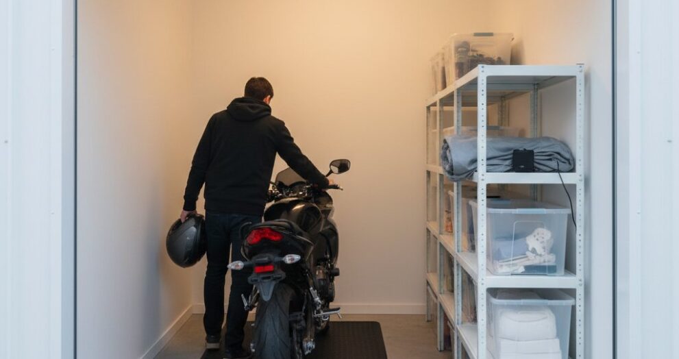 mann-haelt-motorrad-in-garage