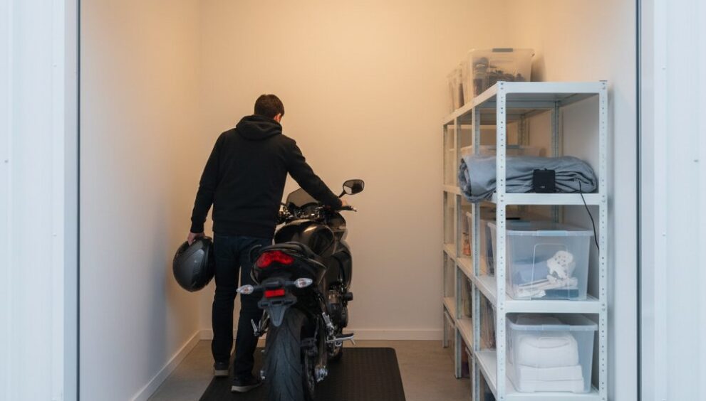 mann-haelt-motorrad-in-garage